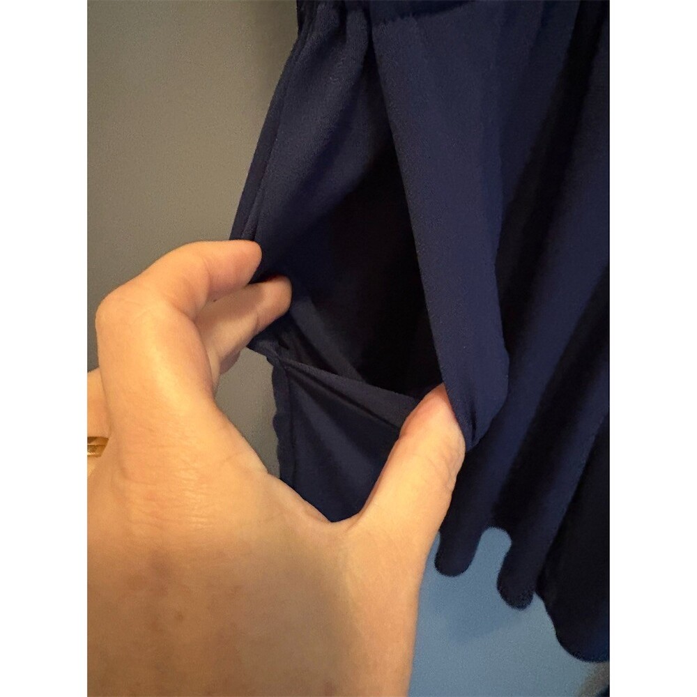 Michael Kors Shorts Romper Womens 2XS Navy Blue Sleeveless Tie Waist Pockets - Picture 6 of 9